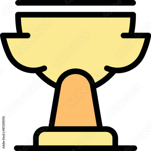 Shiny golden trophy cup symbolizing success and triumph, displayed on a podium, celebrating outstanding performance and first place
