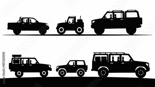 Collection of Diverse Off Road Vehicle Silhouettes.