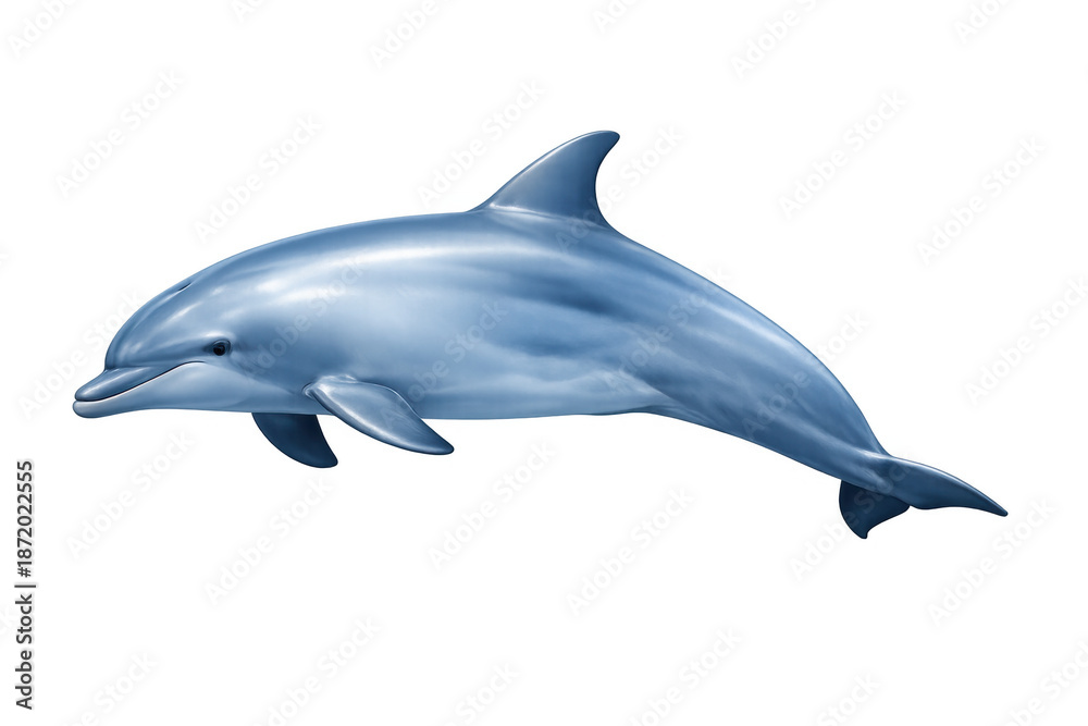 Obraz premium Dolphin swimming, an aquatic mammal with sleek blue skin, moving gracefully in marine wildlife environment, transparent background