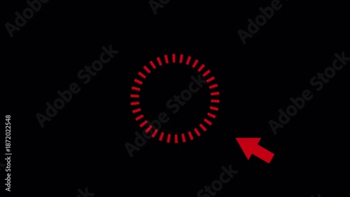 arrow center sign on black background. 4k video