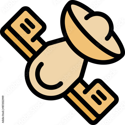 Satellite with solar panels orbiting earth, ensuring global communication and data transmission