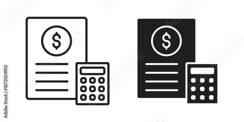 Accounting icons. Vector graphic. Editable vector stroke. EPS 10.