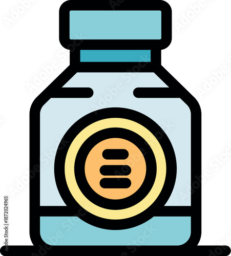 Medical glass jar containing sport supplement for enhancing hormones, providing performance boost for athletes and bodybuilders