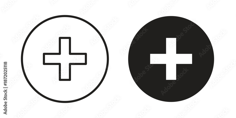 Obraz premium Add icons. Vector graphic. Editable vector stroke. EPS 10.