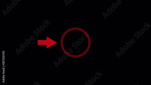 red focus arrow on transparent background for business focus, attention, or target selection concepts. 4k video