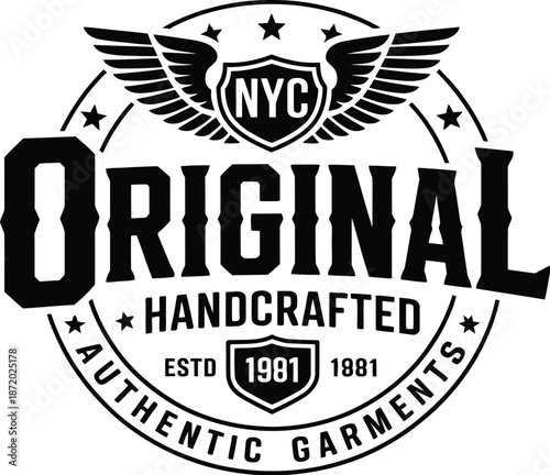 Black and white original handcrafted authentic garments with wings and stars