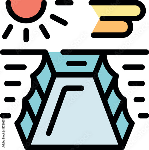 Glacier melting under the sun and wind, representing global warming and climate change