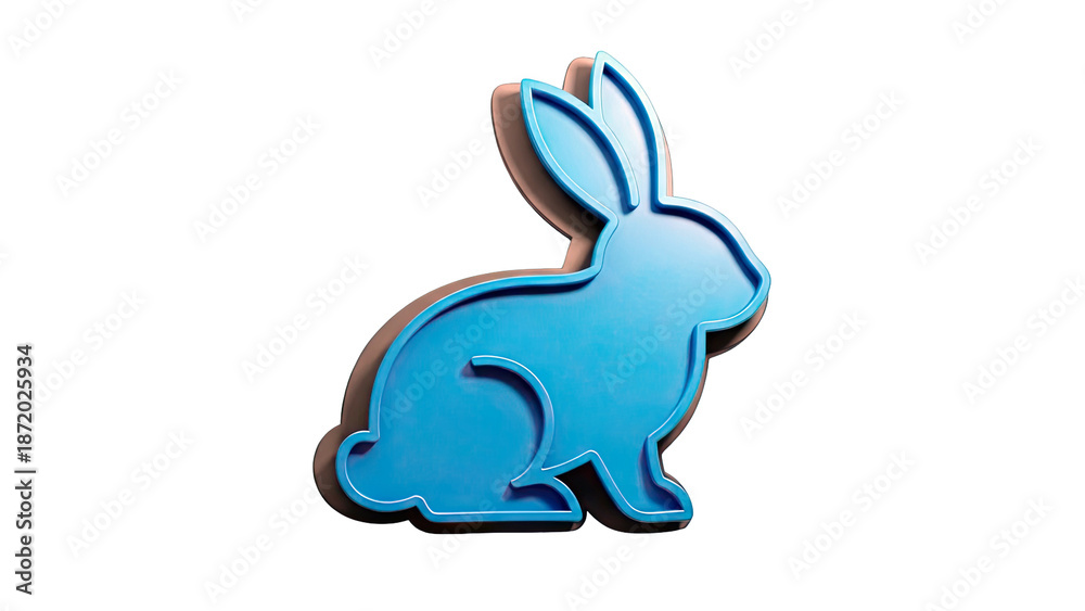 Obraz premium Blue Rabbit Icon with Shadow