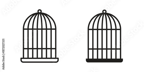 Bird cage icons. Vector graphic. Editable vector stroke. EPS 10.