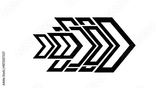 Abstract geometric design featuring layered chevrons pointing to the right, creating a sense of forward motion and speed.