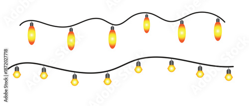 A cheerful collection of illuminated string lights featuring various bulb shapes and warm glow