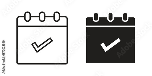 Calendar check icons. Vector graphic. Editable vector stroke. EPS 10.