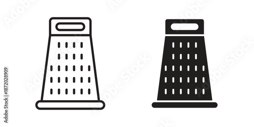 Cheese grater icons. Vector graphic. Editable vector stroke. EPS 10.