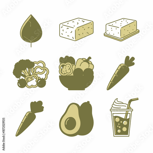 Assorted Food Items and Ingredients Illustration.