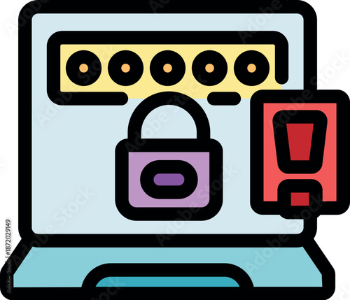 Secure login with two factor authentication using password, padlock, and access card on a laptop