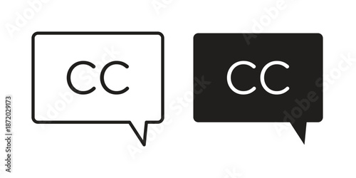 Closed caption icons. Vector graphic. Editable vector stroke. EPS 10.
