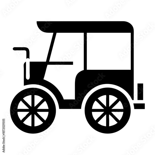 A timeless black and white icon depicting a classic vintage automobile from an earlier era