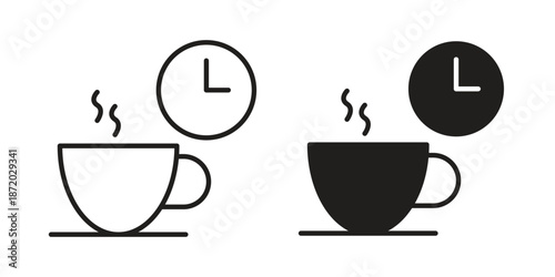 Coffee time icons. Vector graphic. Editable vector stroke. EPS 10.