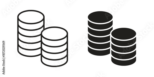 Coins icons. Vector graphic. Editable vector stroke. EPS 10.