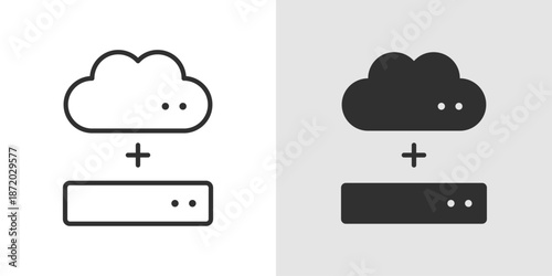 Hybrid Server Icon representing integrated IT infrastructure, cloud computing, and data management solutions.
