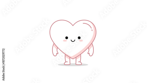 Cute heart character with smiling face