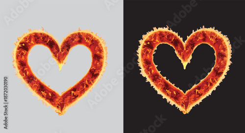 Heart with fire, Burning Fire Heart Shape Glowing Flame , “Burning Fire Heart Shape Glow .
