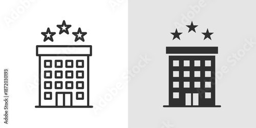 Hotel Icon representing accommodation, hospitality, and lodging services.