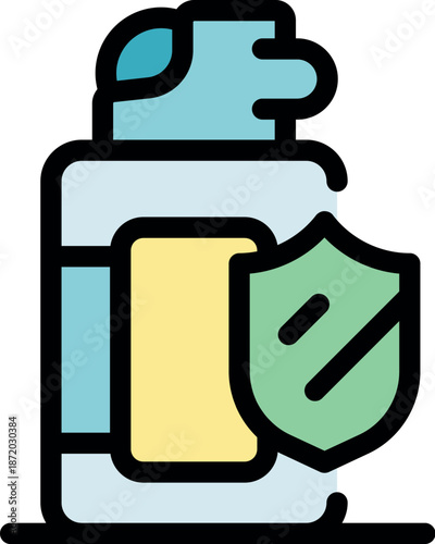 Self defense pepper spray with a shield icon, symbolizing safety and security