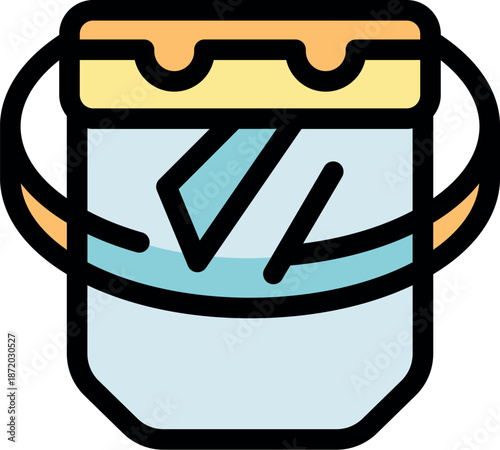 Cleaning bucket filled with water, ready for household chores and washing