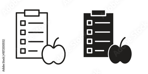 Diet plan icons. Vector graphic. Editable vector stroke. EPS 10.