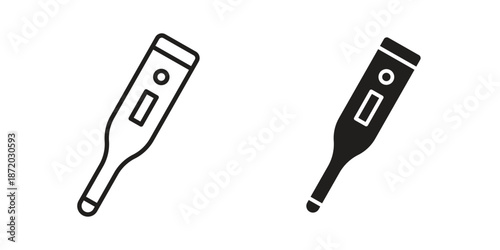 Digital thermometer icons. Vector graphic. Editable vector stroke. EPS 10.