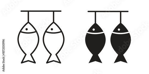 Dried fish icons. Vector graphic. Editable vector stroke. EPS 10.