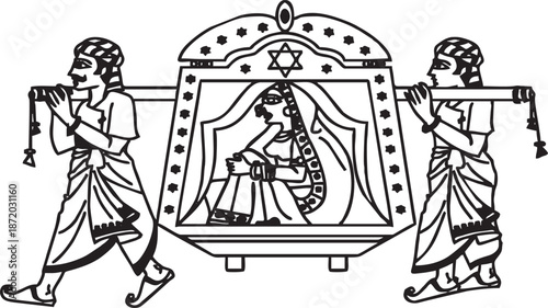 Traditional indian wedding palanquin icon isolated on white background, Vector