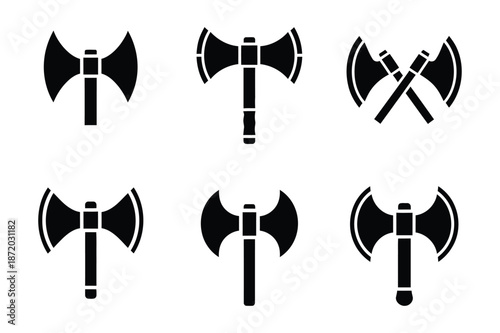 Double bladed axe Icon silhouette vector illustration