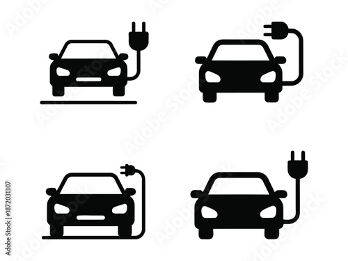 lectric Car Charging Station icon silhouette vector illustration