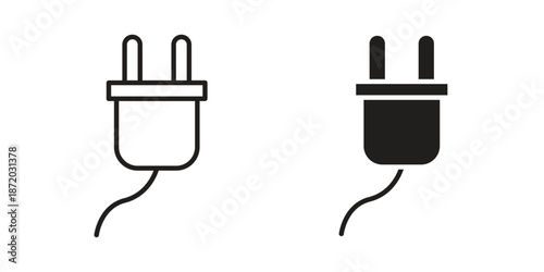 Electric plug icons. Vector graphic. Editable vector stroke. EPS 10.