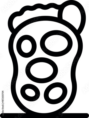 Pumice stone with hanging loop, designed for scrubbing and exfoliating feet, promoting smooth and healthy skin