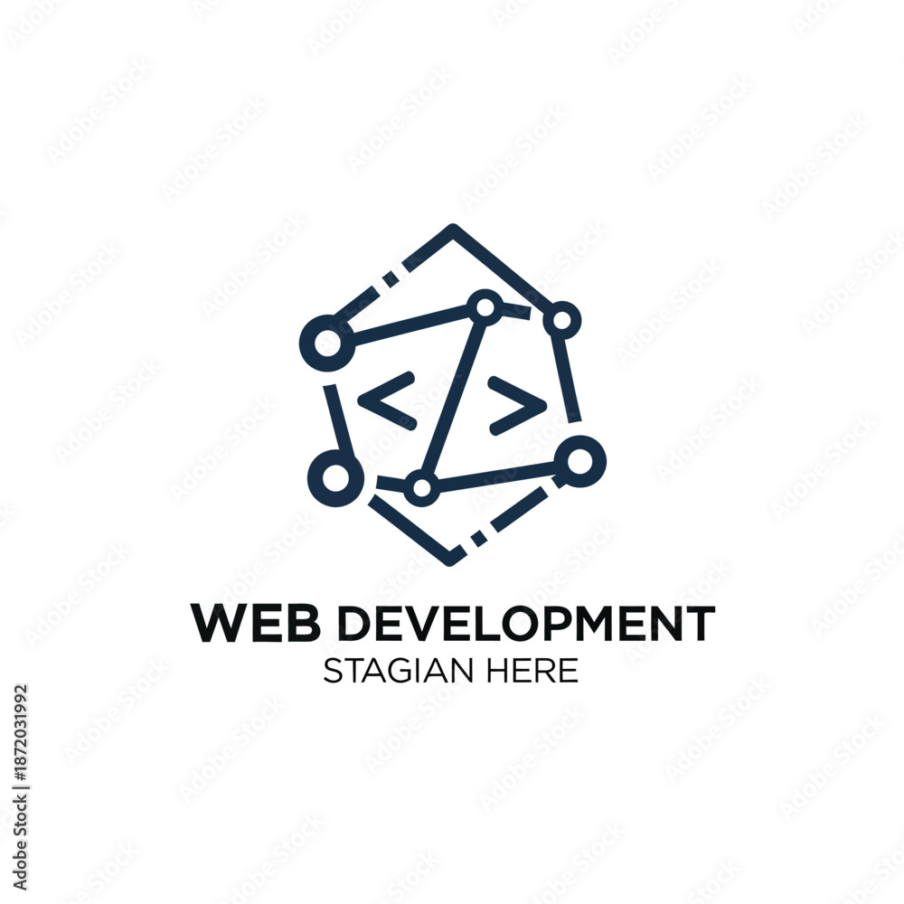 Fototapeta premium Modern web development illustration with geometric shapes and coding elements
