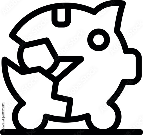 Piggy bank breaking, symbolizing economic hardship, loss of savings, and financial ruin