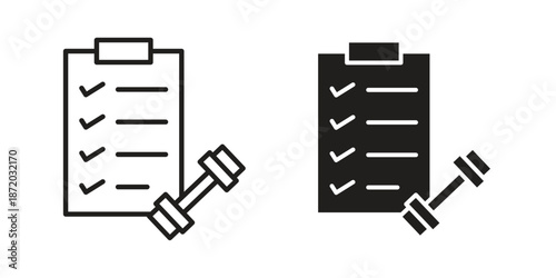 Fitness plan icons. Vector graphic. Editable vector stroke. EPS 10.