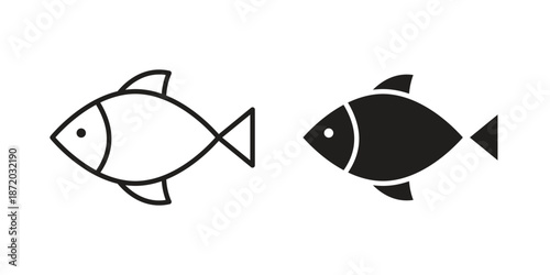 Fish icons. Vector graphic. Editable vector stroke. EPS 10.
