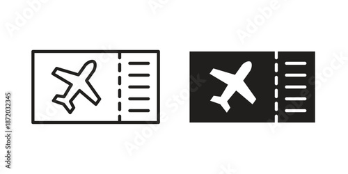Flight tickets icons. Vector graphic. Editable vector stroke. EPS 10.