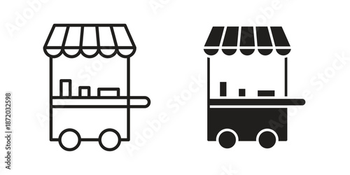 Food cart icons. Vector graphic. Editable vector stroke. EPS 10.