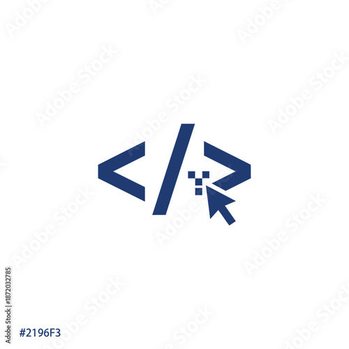 Free Download Coding symbol with cursor icon on white background representing web development concept - GFXLoad