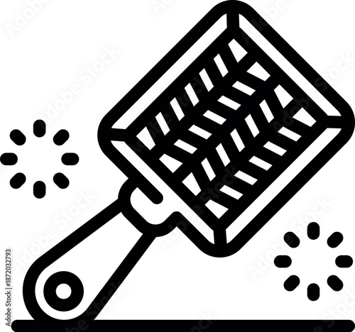 Electric fly swatter is eliminating insects, pests, and bugs with grid and sparks