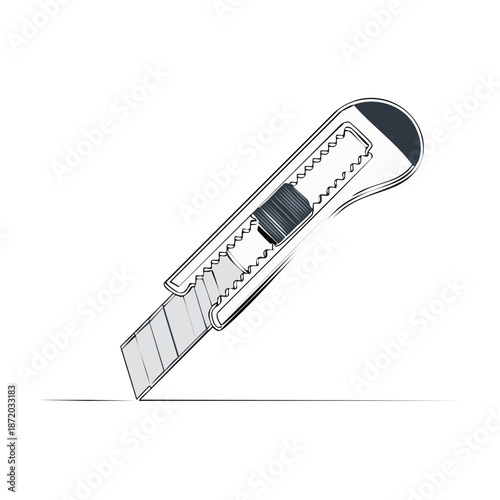 Utility Knife Illustration Sharp Blade Cutter Hand Tool Stationery Equipment Supplies