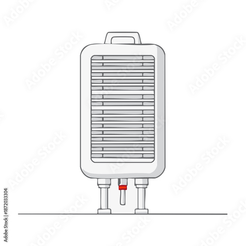 White towel warmer illustration features a heating element for bathrooms to provide comfort and efficient heating