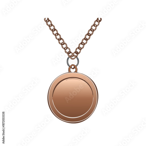 Copper Medallion Pendant Suspended from a Delicate Chain Simple Round Ornament Symbolizing Appreciation