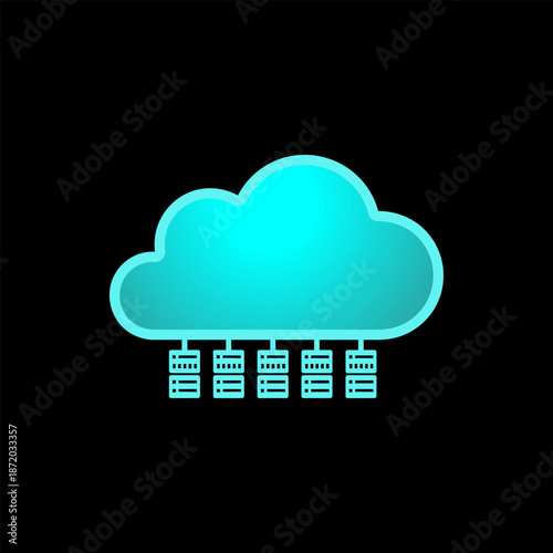 Cloud Computing Data Storage Servers Network Infrastructure Icon