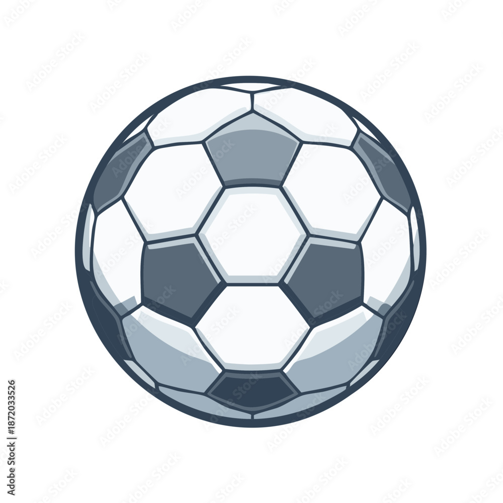 Fototapeta premium Classic Soccer Ball Illustration with Black and White Hexagons, Cartoon Style Graphic